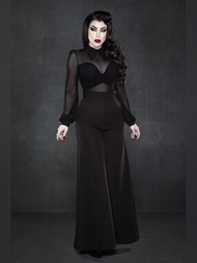 LOT 3 Katacomb Palazzo High-Waist Wide-Leg Pants - Black Olive Maroon SOLD OUT